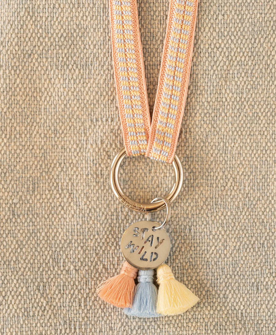 Kurzes Schlüsselband mit silbrigem Karabiner - Cotton Candy