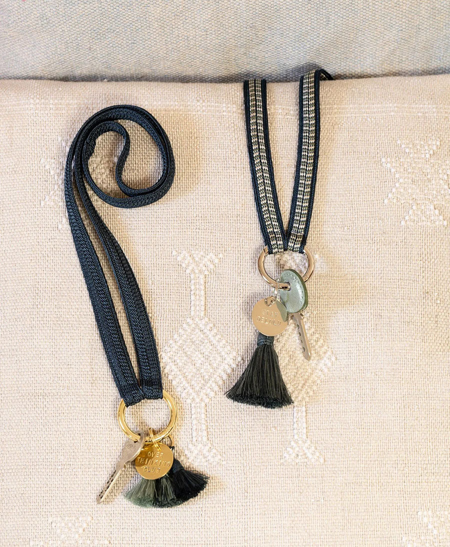 Schlüsselband goldigem Karabiner - Petrol