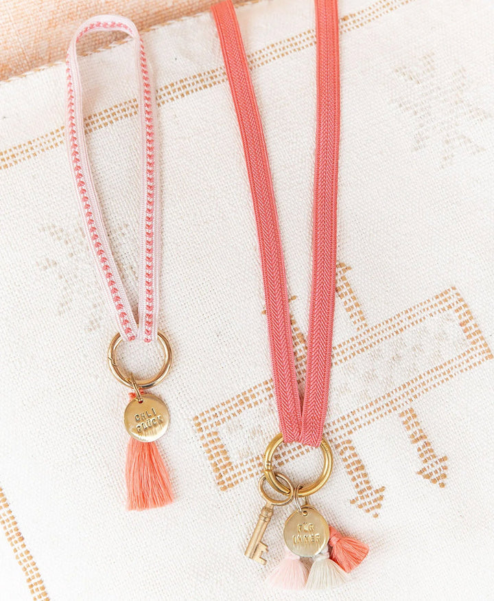 Schlüsselband vergoldeter Karabiner - Flamingo