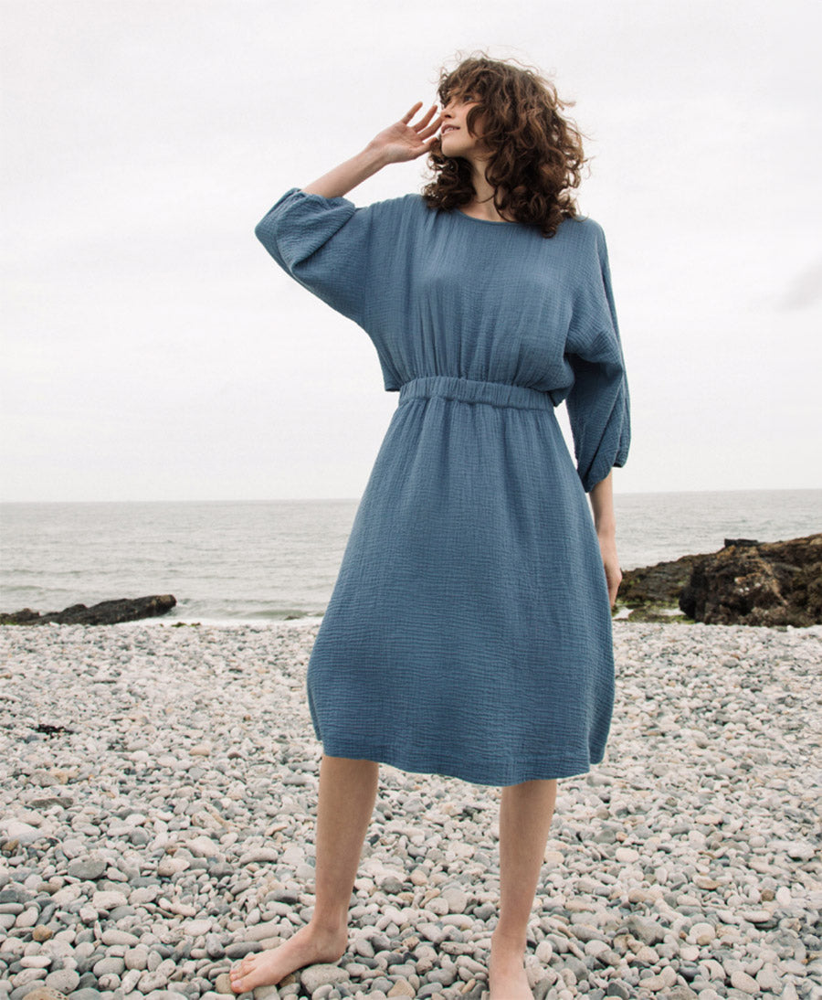 Ezili Kleid aus Bio-Baumwolle - Blau