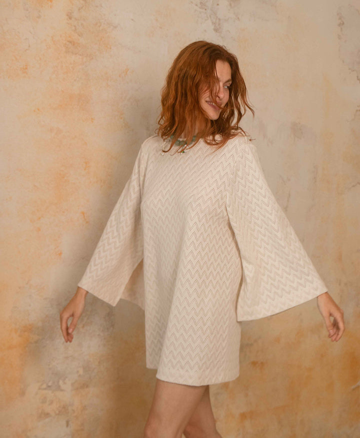 Häkelkleid - Mini Crochet Dress - Ecru