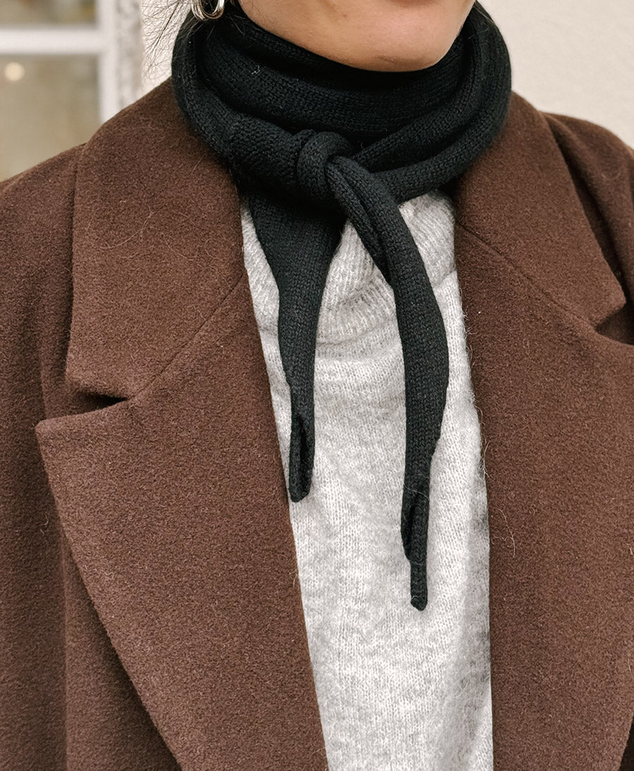 Triangel-Strickschal / Bandana aus Kaschmir - Schwarz