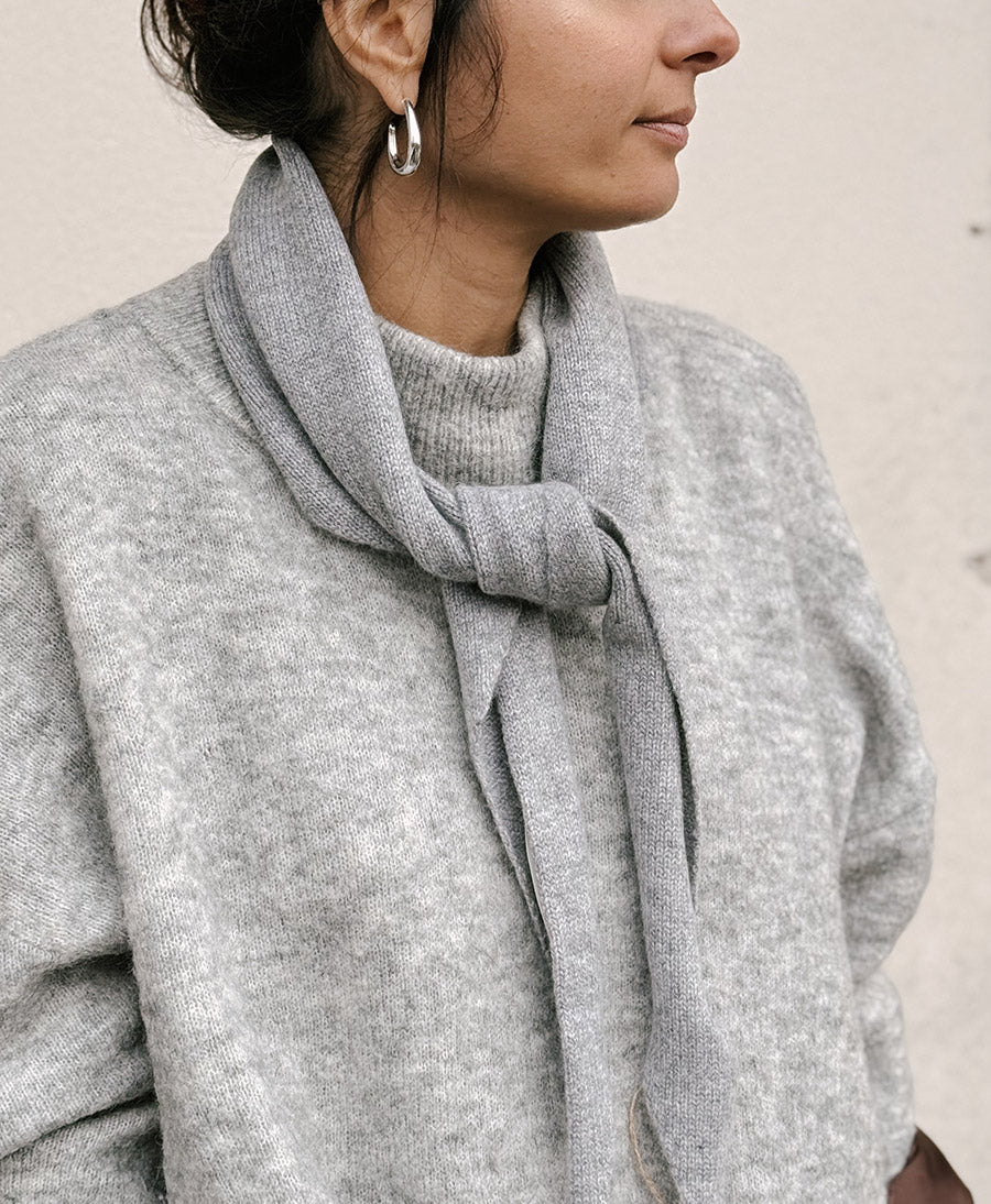 Triangel-Strickschal / Bandana aus Kaschmir - Grau