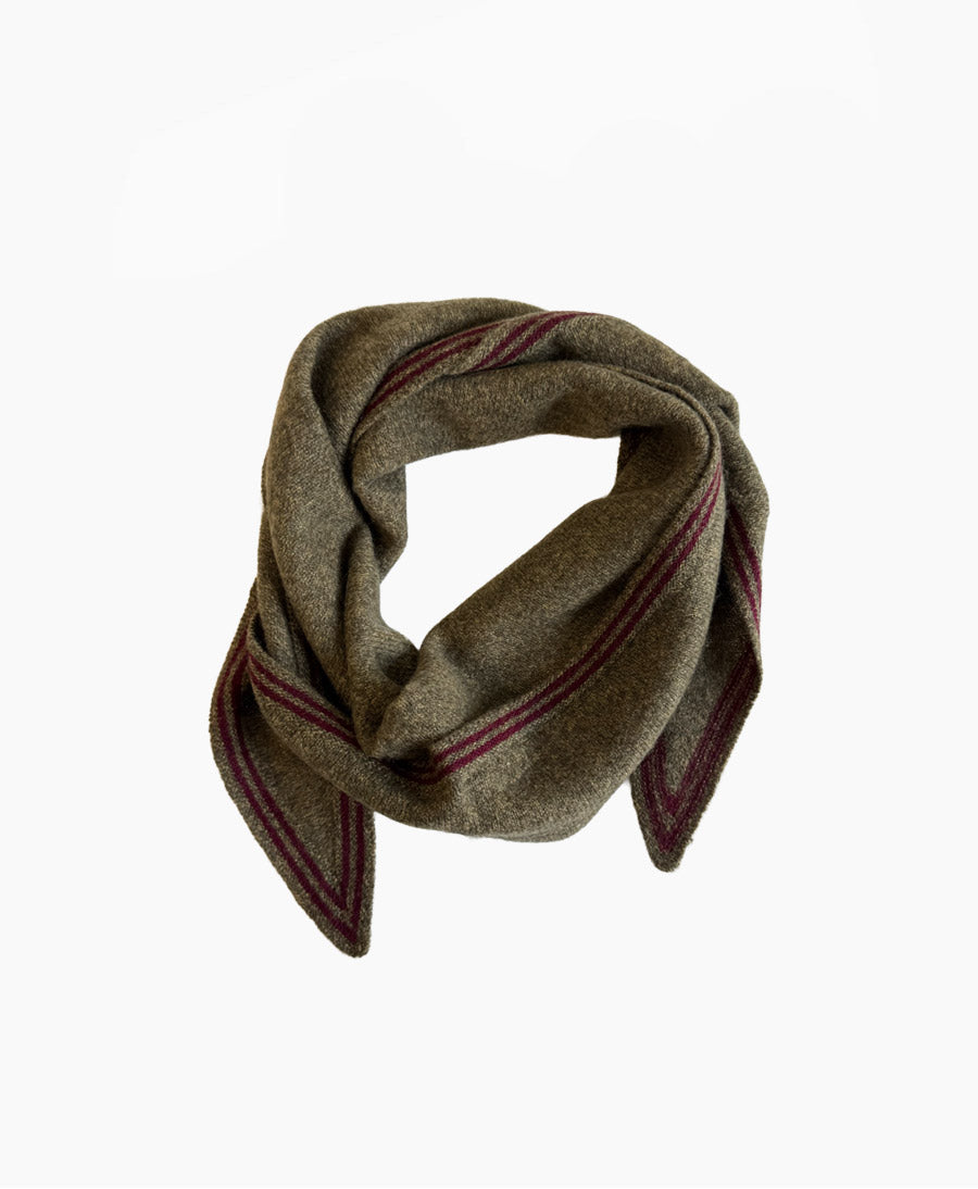 Kleiner Gestrickter Schal / Foulard aus Kaschmir - Grün / Rot
