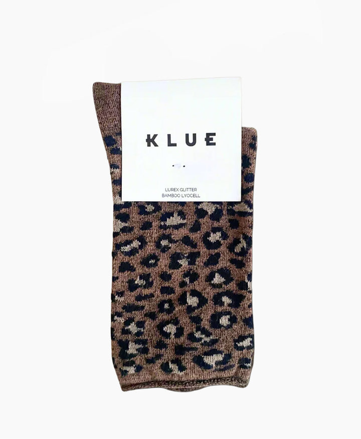 Glitzer Socken Lyocell - Leopard Dunkelbraun