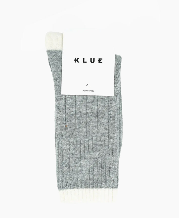 Socken Merinowolle mit Streifen - Hellgrau / Creme