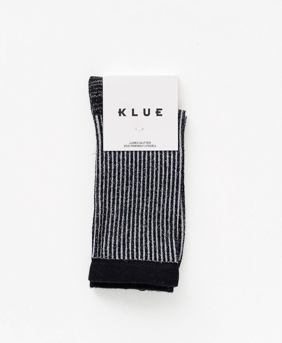 Glitzer Socken Lyocell - Schwarz / Streifen