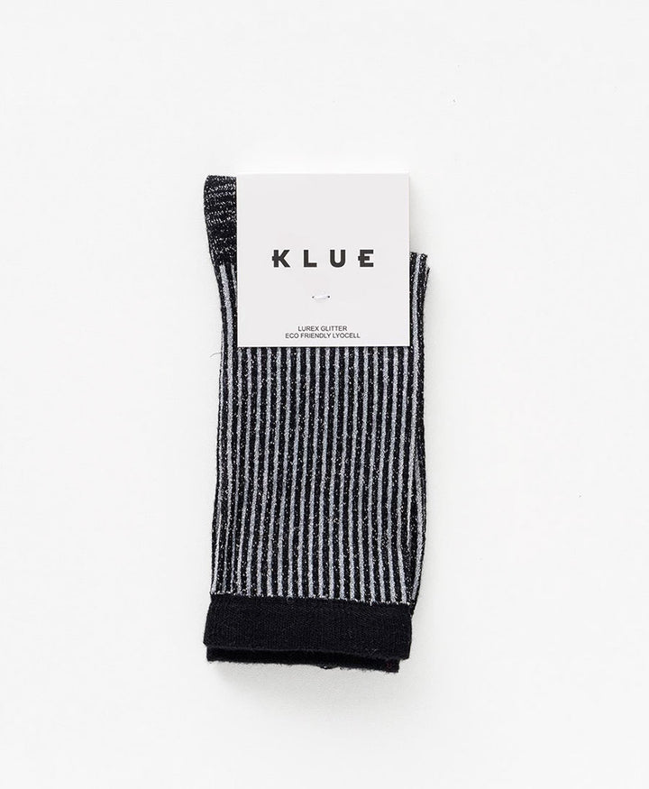 Glitzer Socken Lyocell - Schwarz / Streifen