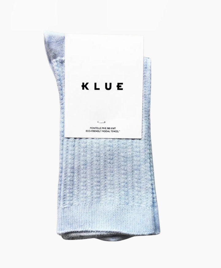 Pointelle Socken - gerippter Feinstrick - Hellblau