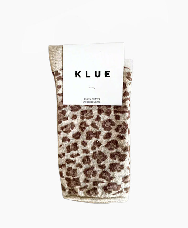 Glitzer Socken Lyocell - Leopard Beige