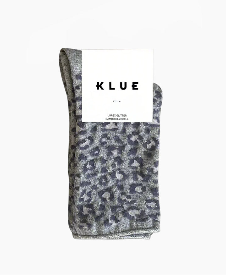 Glitzer Socken Lyocell - Leopard Grau