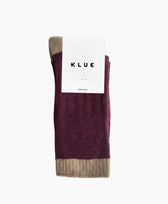 Socken Merinowolle mit Streifen Klue in Dunkelrot / Hellbraun