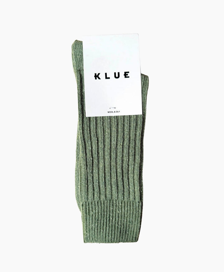 Socken Seide &amp; Wolle - Olivgrün