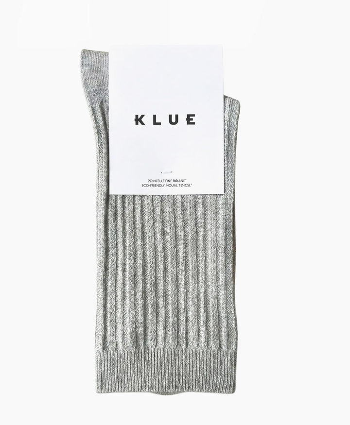 Pointelle Socken - gerippter Feinstrick - Hellgrau