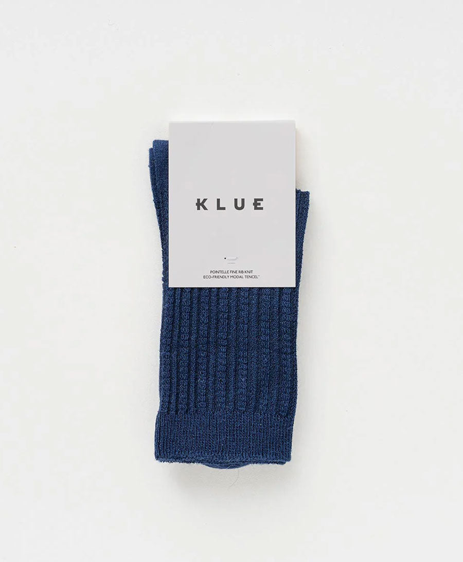 Pointelle Socken - gerippter Feinstrick - Dunkelblau