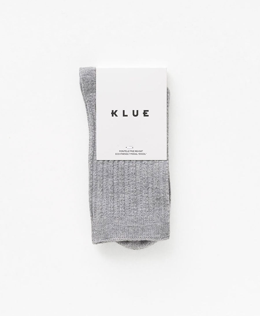 Pointelle Socken - gerippter Feinstrick - Hellgrau