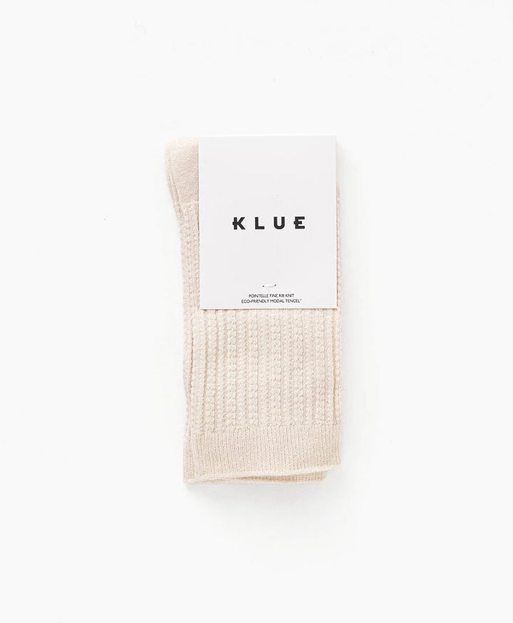 Pointelle Socken - gerippter Feinstrick - Beige