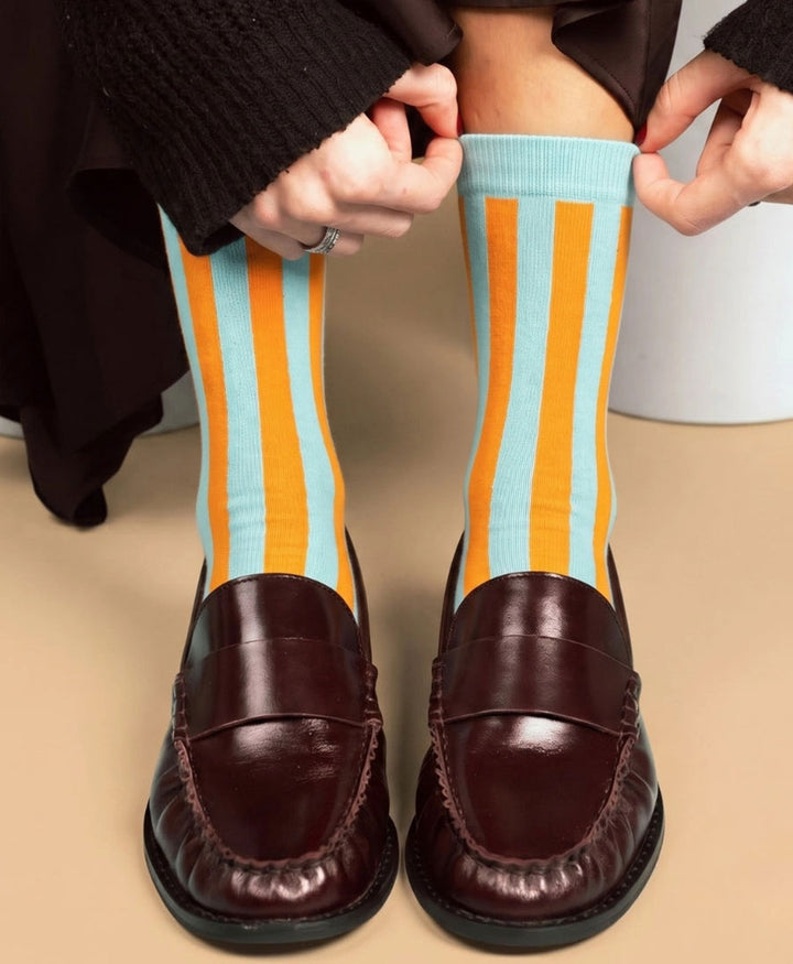 Bambus Socken - Bellagio - Hellblau / Orange