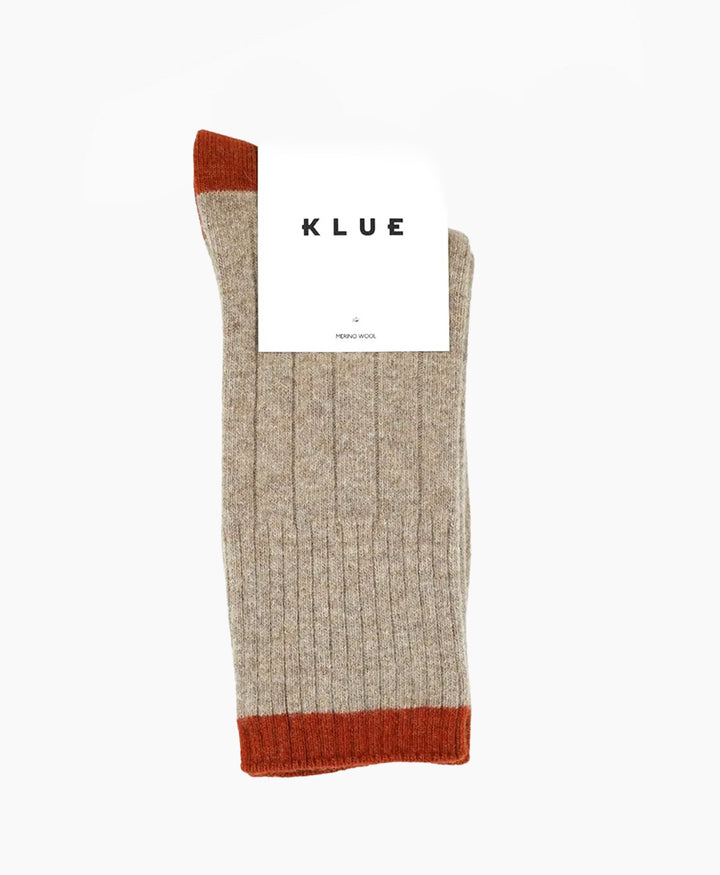 Socken Merinowolle mit Streifen - Beige / Orange