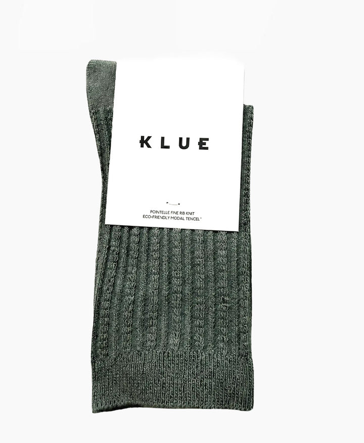 Pointelle Socken - gerippter Feinstrick - Khaki
