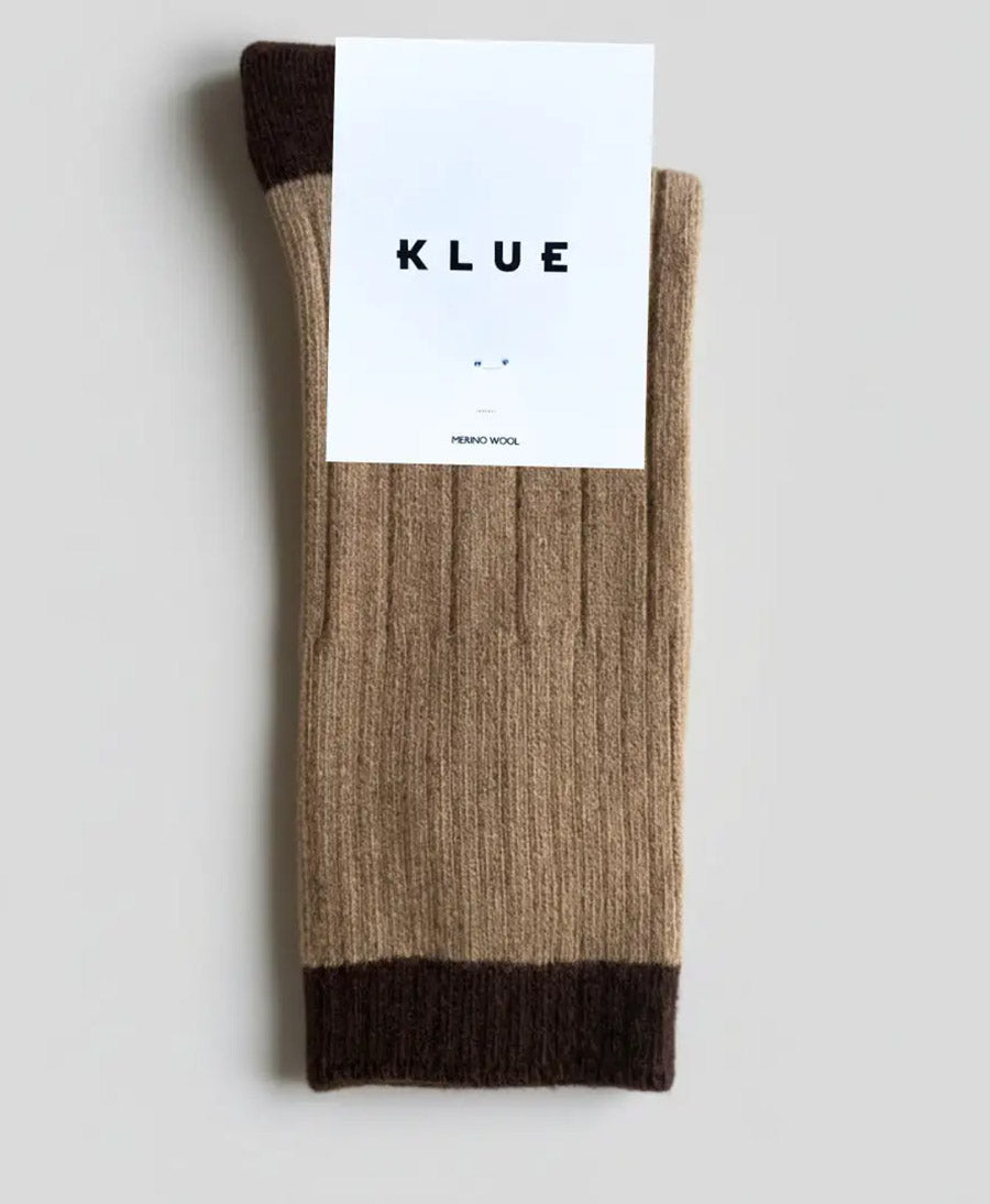 Socken Merinowolle mit Streifen - Braun / Dunkelbraun