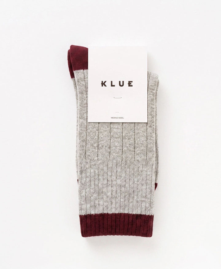 Socken Merinowolle - Sand / Dunkelrot