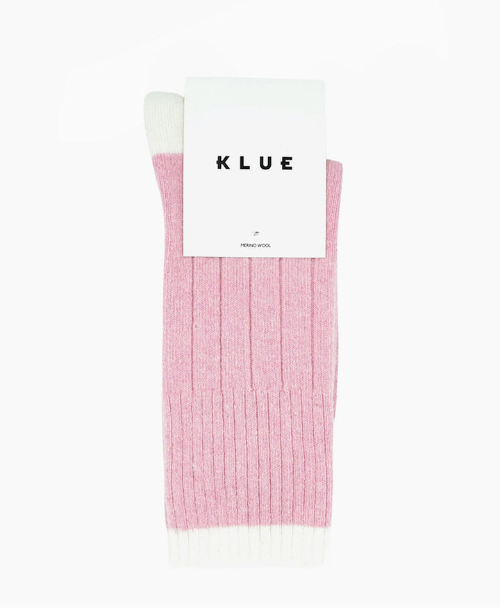 Socken Merinowolle mit Streifen - Rosa / Creme