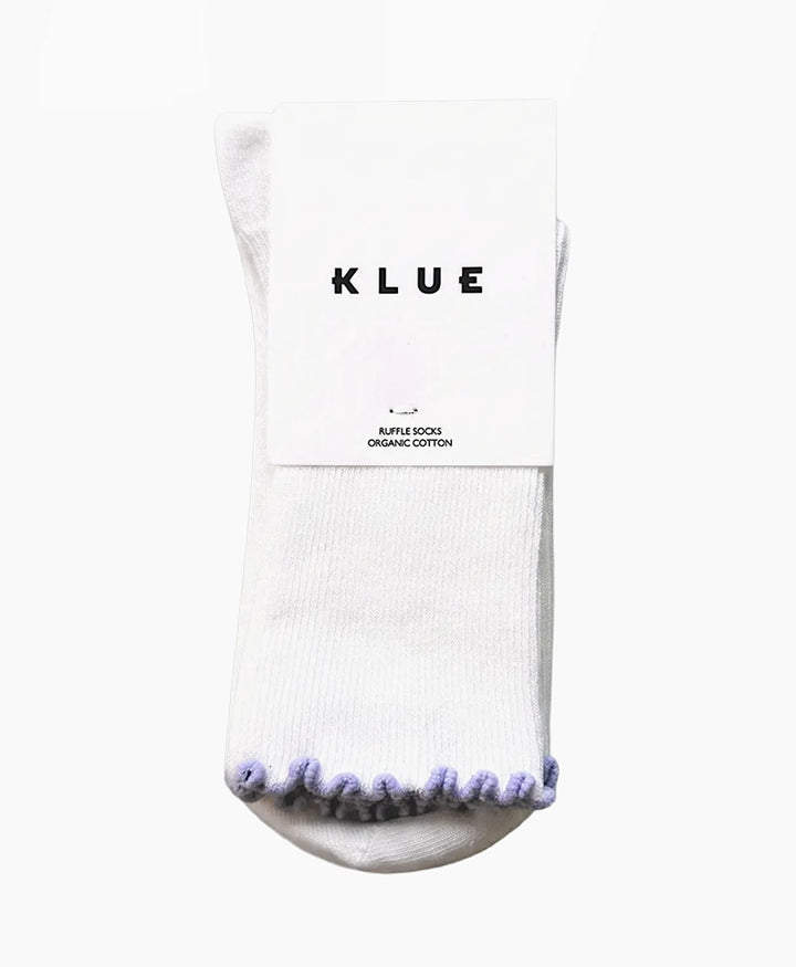 Rüschen Socken - Bio-Baumwolle - Weiss / Flieder