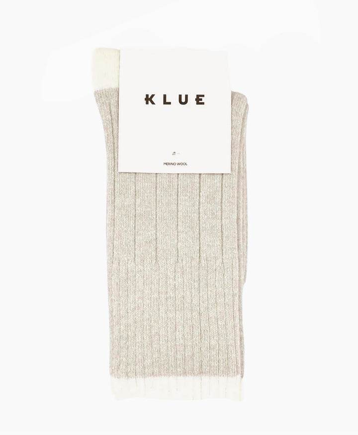 Socken Merinowolle mit Streifen - Sand / Creme