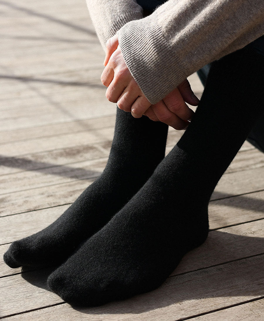 Socken Merinowolle - Schwarz
