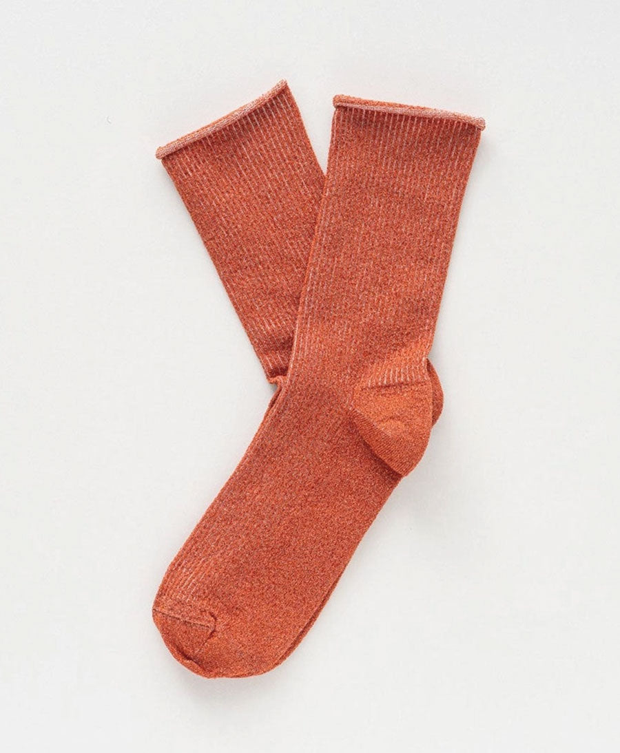 Glitzer Socken Lyocell - Ziegelrot