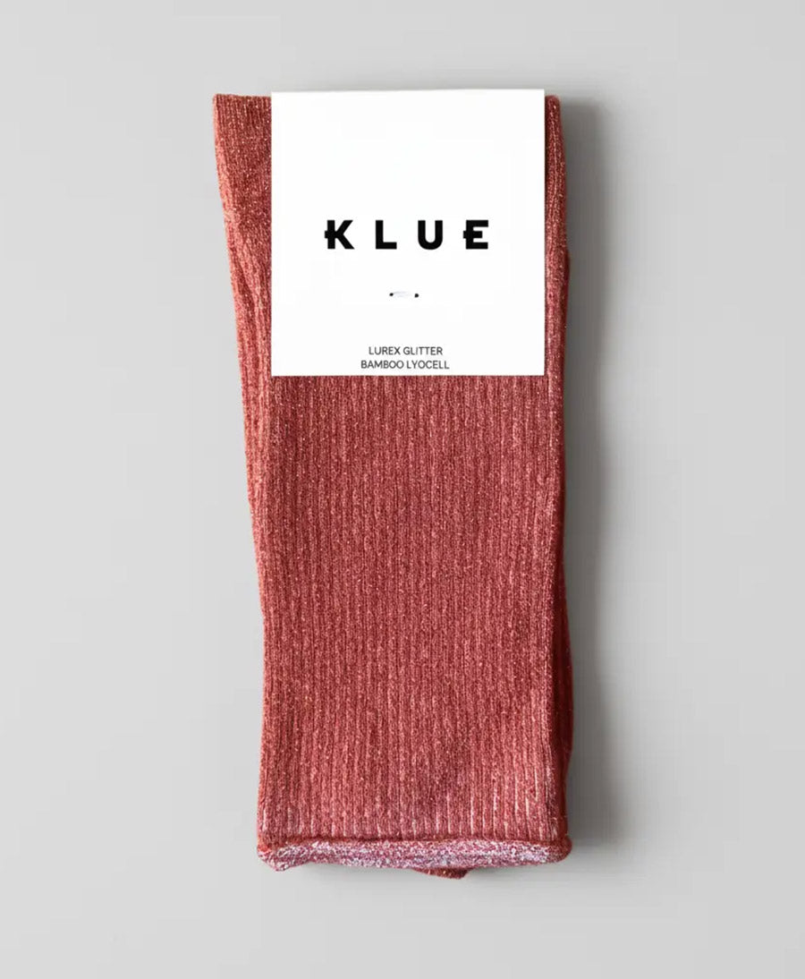 Glitzer Socken Lyocell - Ziegelrot