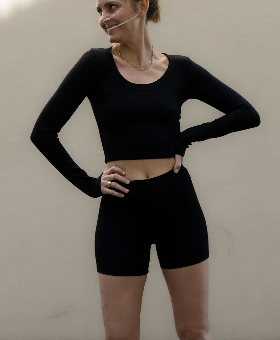 Biker Leggings Shorts aus Tencel  - Schwarz
