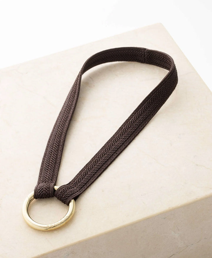 Kurzes Schlüsselband "Zahra Mini" mit vergoldetem Karabiner - Mocca