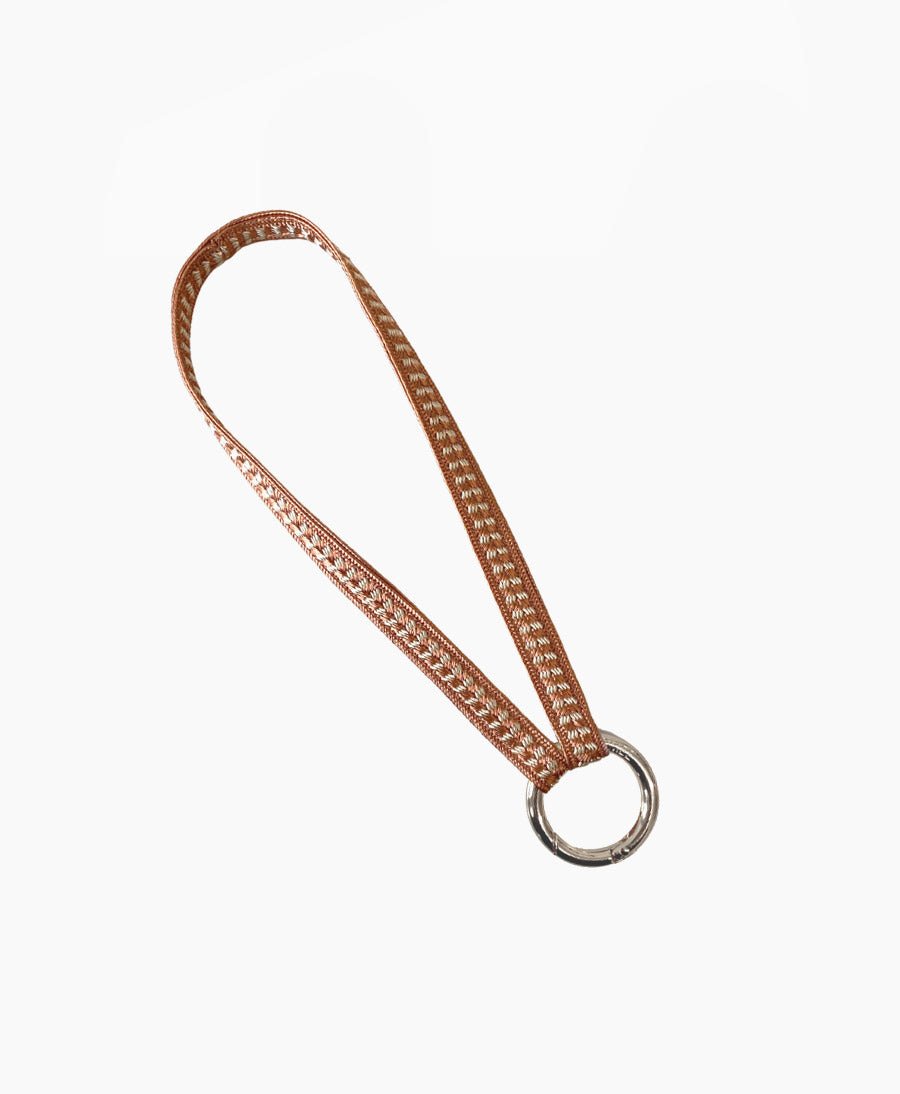 Kurzes Schlüsselband "Zahra Mini" mit silbrigem Karabiner - Marrakech Rosé - YOOMEE - clomes