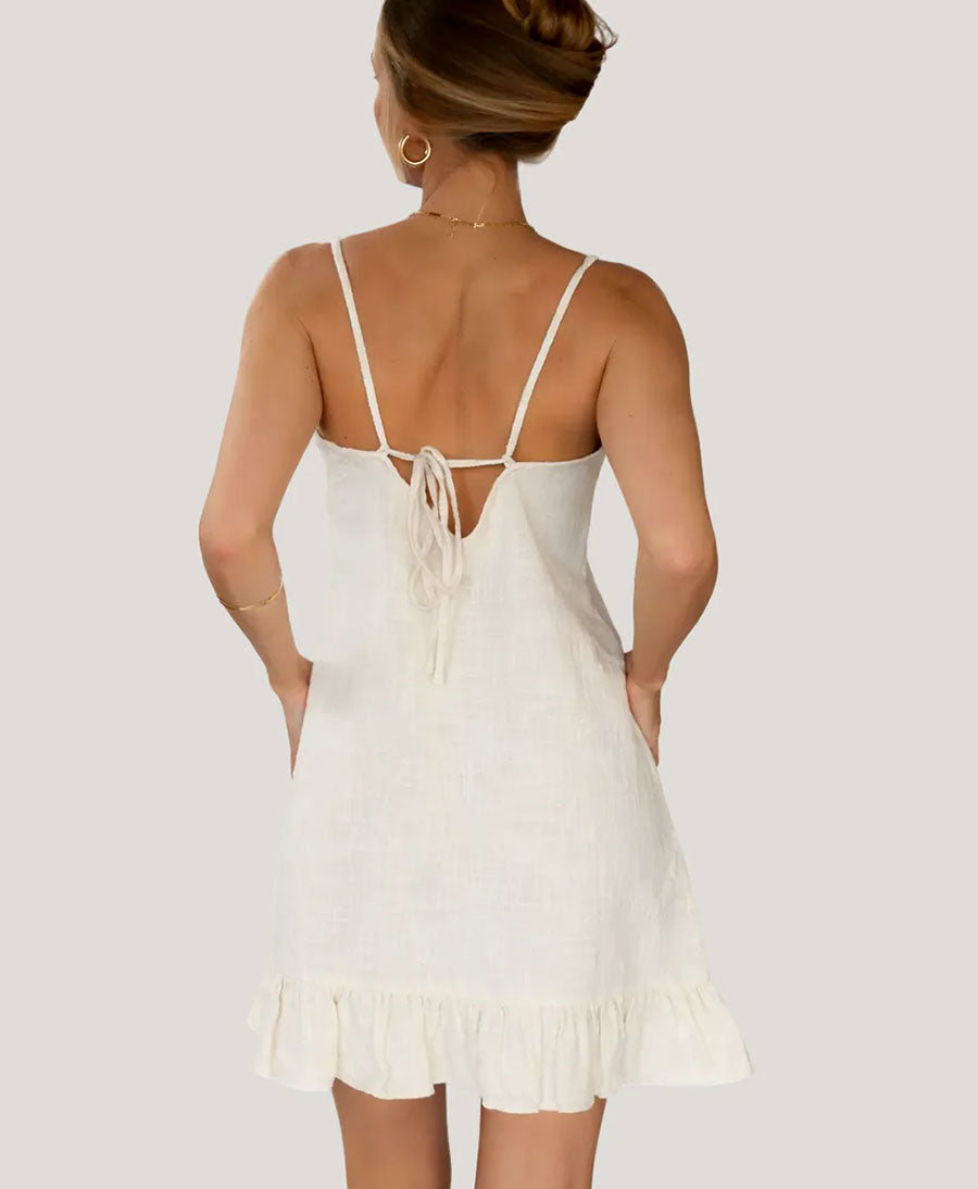 Kurzes Kleid Mini Dress aus Bio-Baumwolle - Ecru