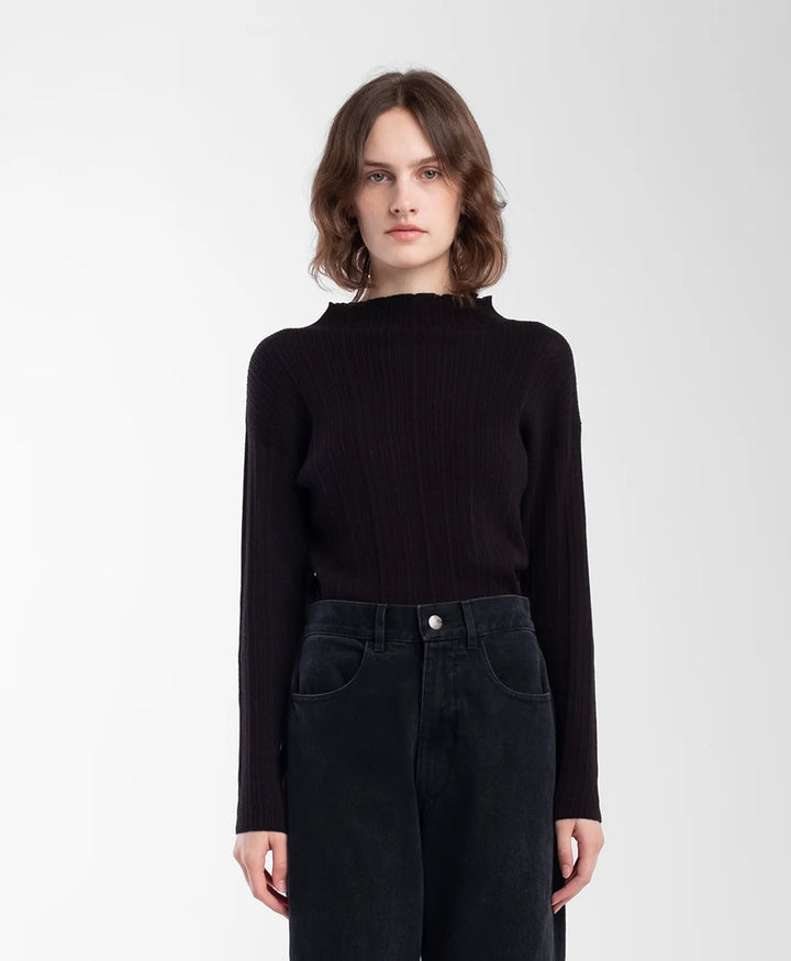 Schwarzer Strickpullover - Black Isla Rib Top