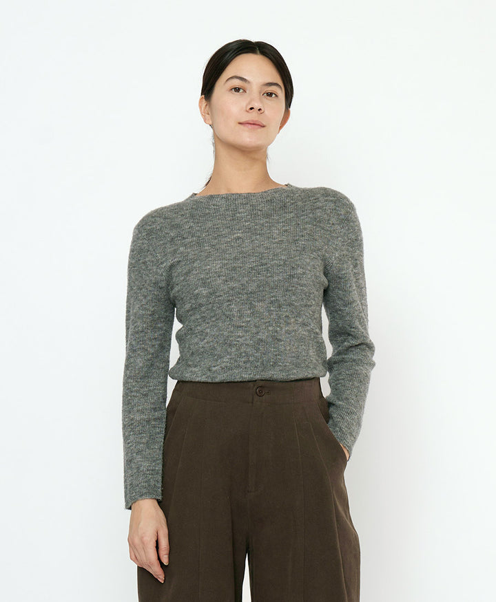 Langarm Shirt Mockneck - Grau (meliert)