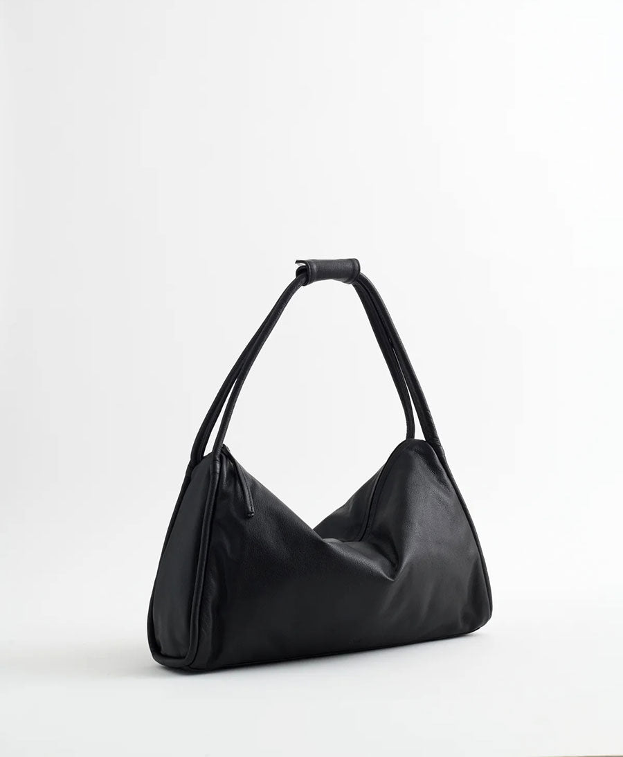 Schultertasche LAZARO - Leder, Schwarz