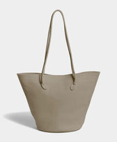 Ledertasche Soft Structure Tall Oval Bucket Modern Weaving in Khaki
