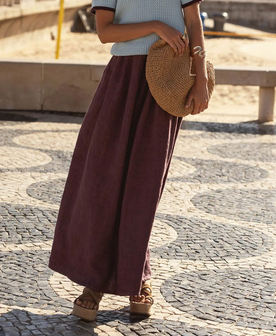 Jupe / Rock Freya aus Leinen - Aubergine