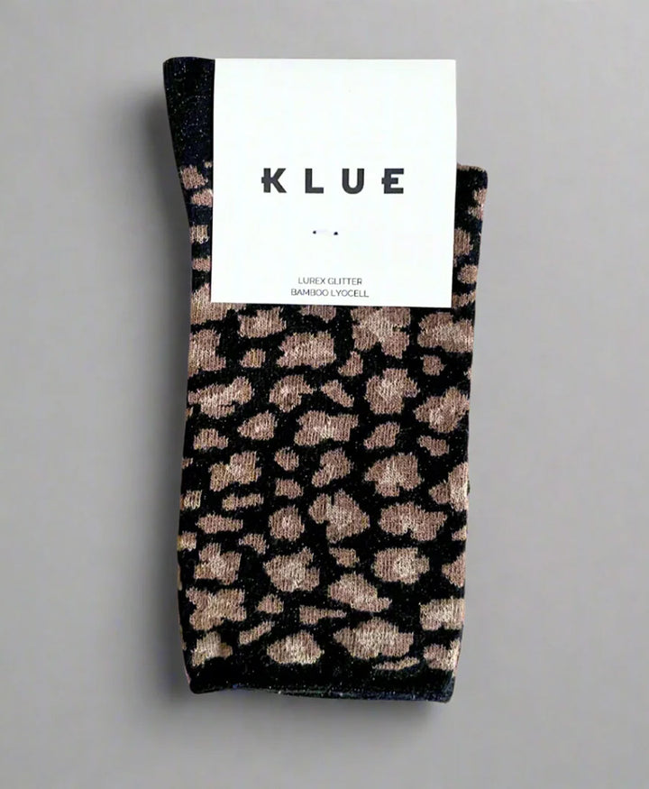 Glitzer Socken Lyocell - Leopard Schwarz