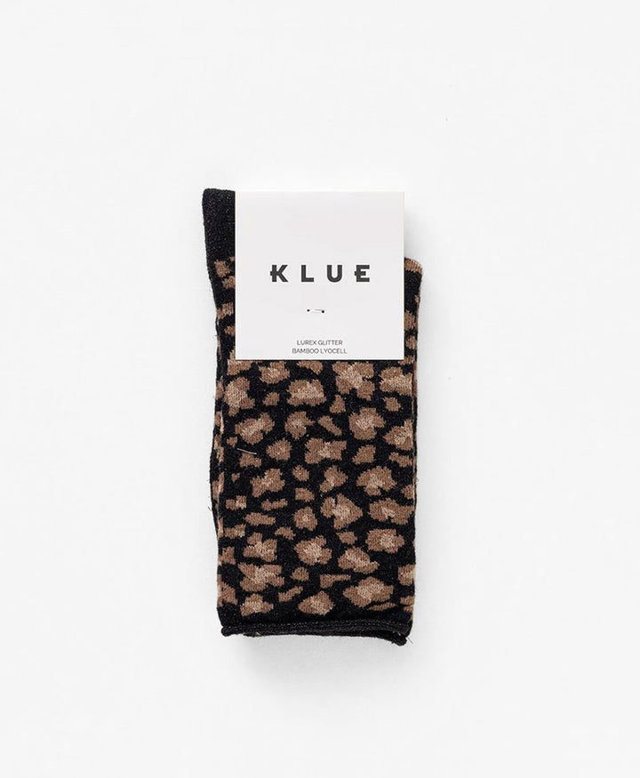 Glitzer Socken Lyocell - Leopard Schwarz