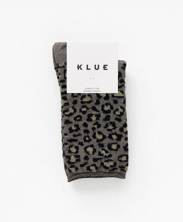 Glitzer Socken Lyocell - Leopard Khaki