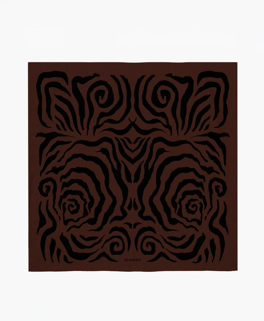 Grosses Seiden-Foulard "Linea Scarf" - Espresso