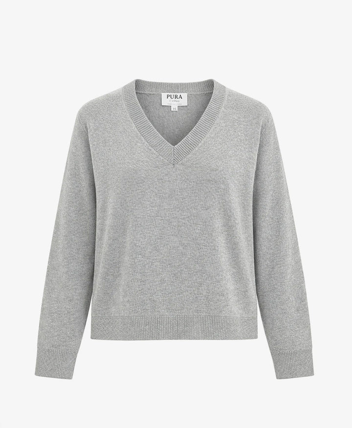 Strickpullover - Lola V-Neck Sweater - Hellgrau