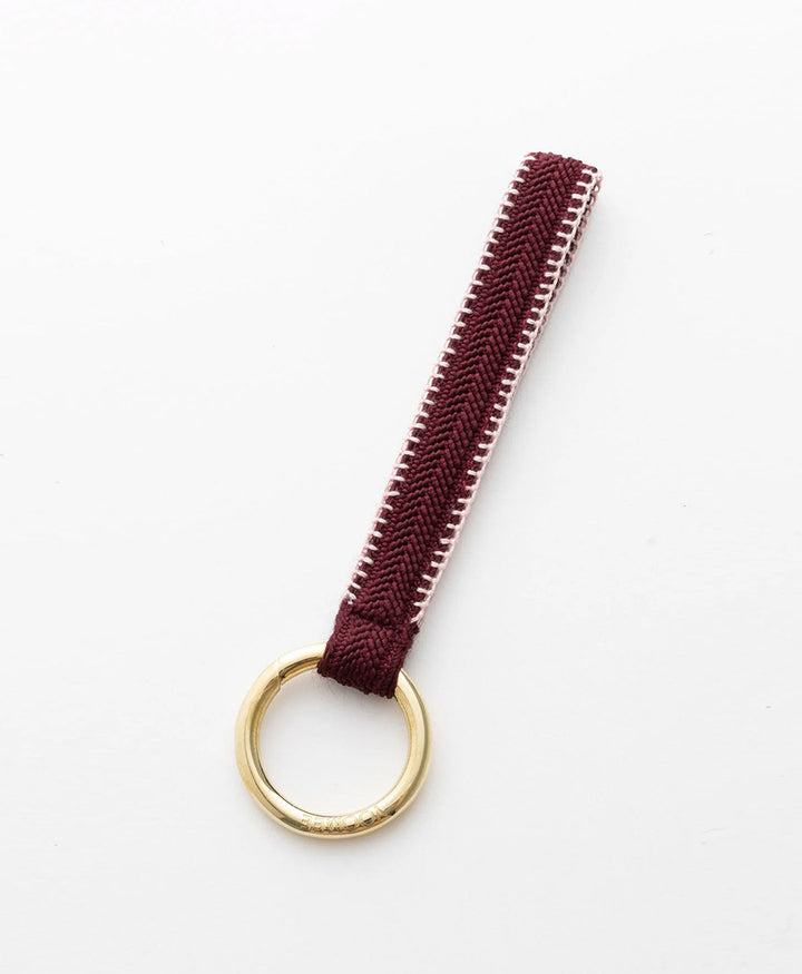Kurzes Schlüsselband Loop mit Messing Schlüsselring - Bordeaux