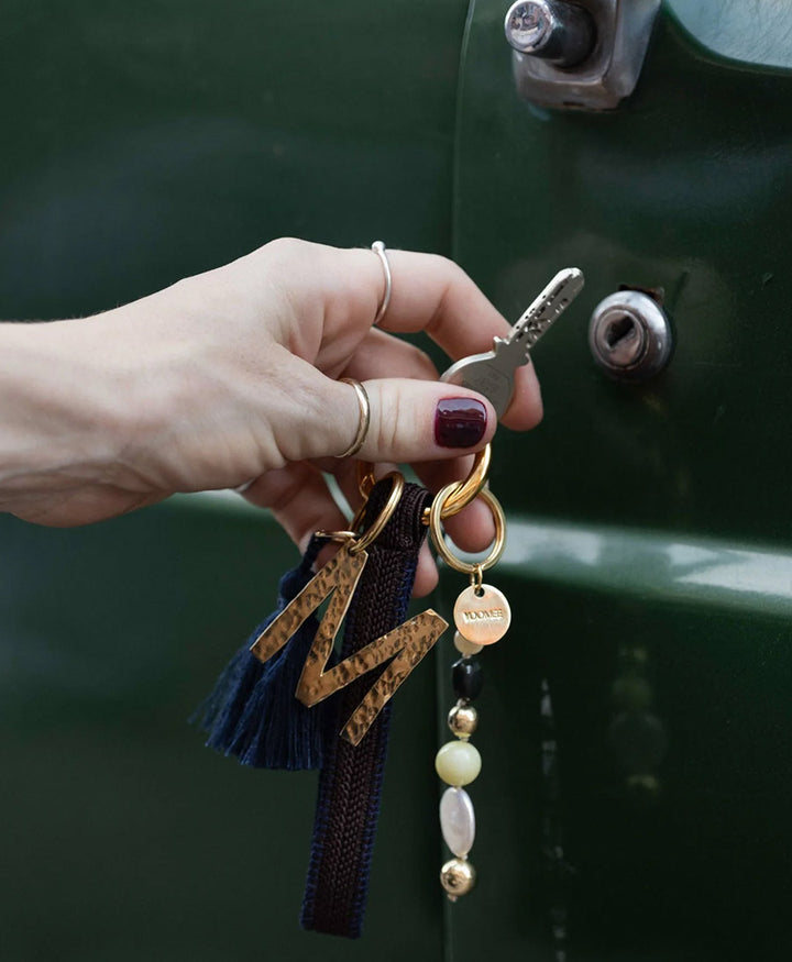 Kurzes Schlüsselband Loop mit Messing Schlüsselring - Mocca