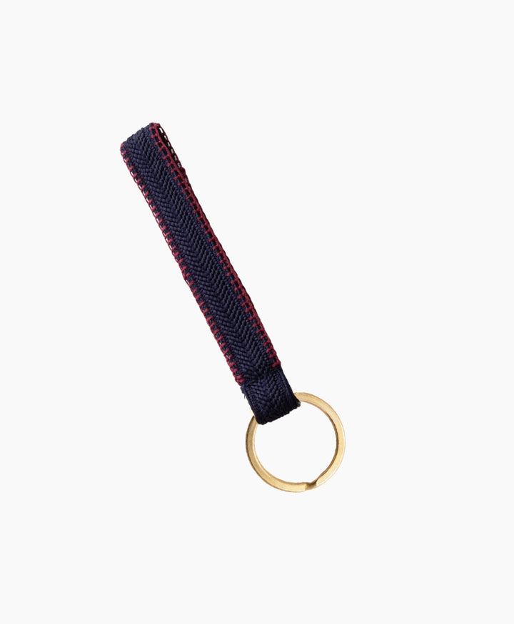 Kurzes Schlüsselband Loop mit Messing Schlüsselring - Marine