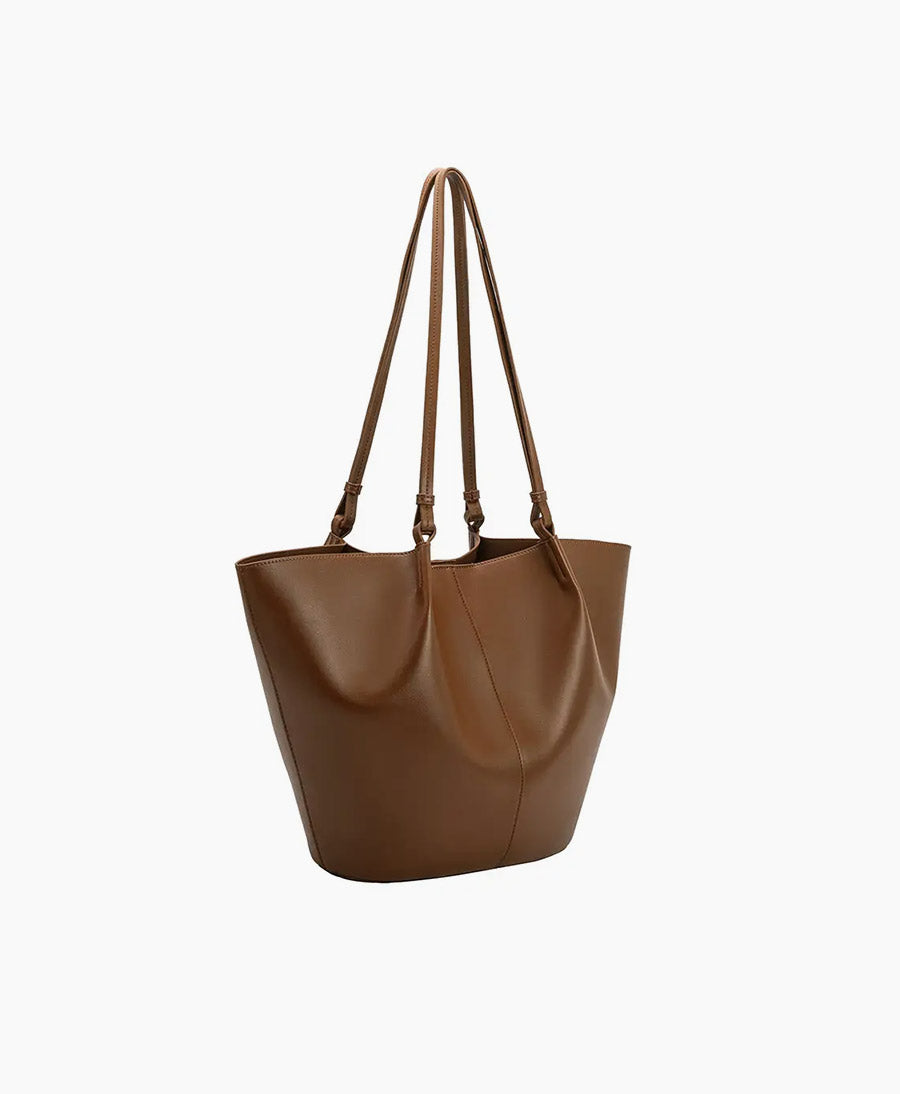 Schultertasche LYDIA aus veganem Leder - Braun